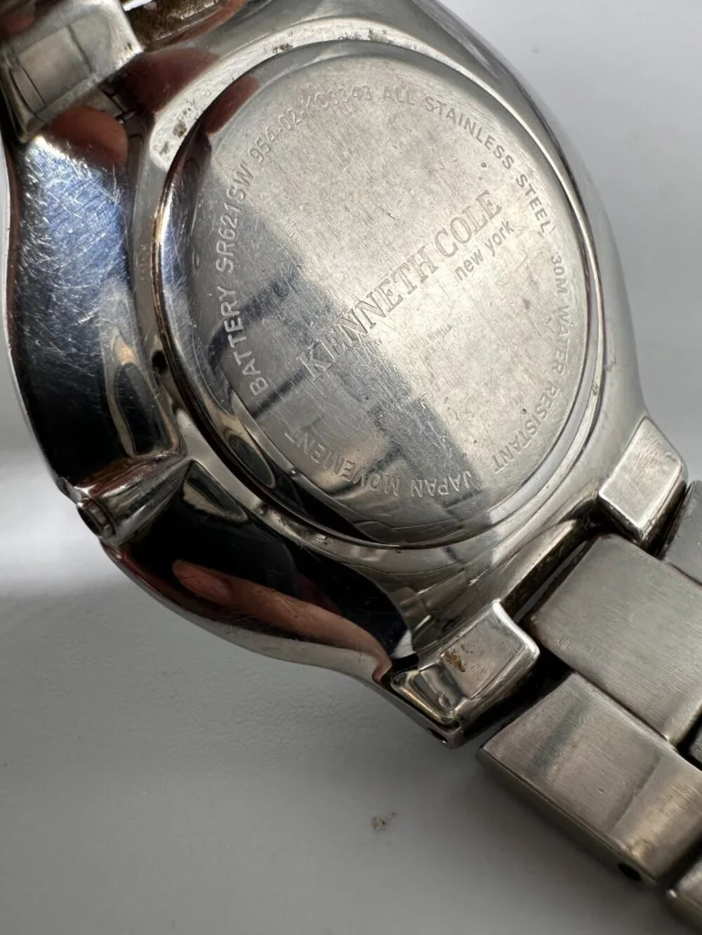 3/$30 Kenneth Cole Watch Men Silver Missing Crown Untested Selling As Is 8.25